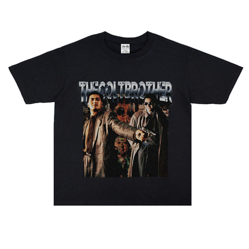 Film Star T Shirt Trendy Cotton Short Sleeve Loose round Neck Retro T-shirt