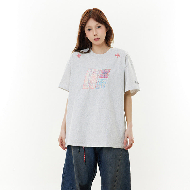 New York Hip Hop Style Vintage Embroidery Summer Loose Casual T-Shirt