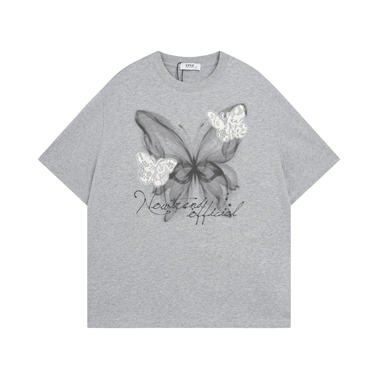 USA Vintage T-Shirt Stickers Lace Cloth Butterfly Men Summer Loose
