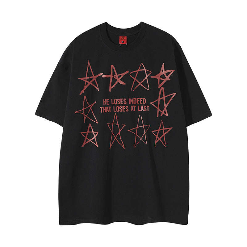 Vintage Usa Shirt Vintage Alphabet Print Crew Neck Short Sleeve T-Shirt