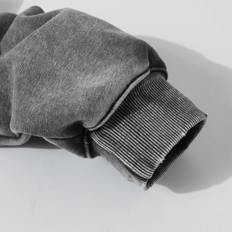 Streetwear Hoodie Winter Vintage Washed Old Hooded Sweater Loose Cardigan Jacket