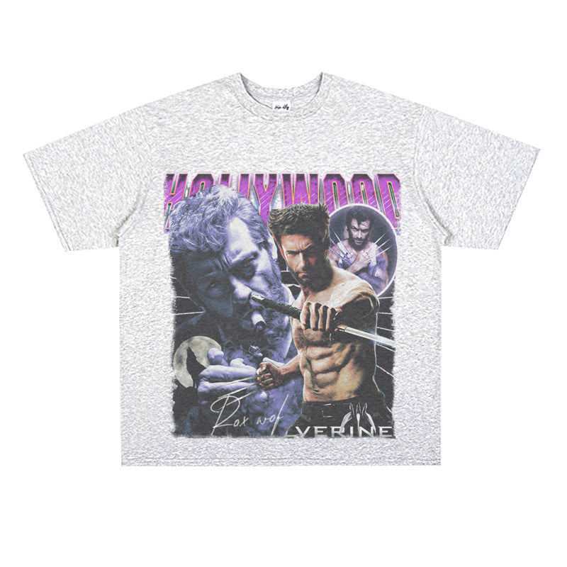 Film Star T Shirt Movie the Wolverine Cotton Short Sleeve Loose Retro T-shirt Men