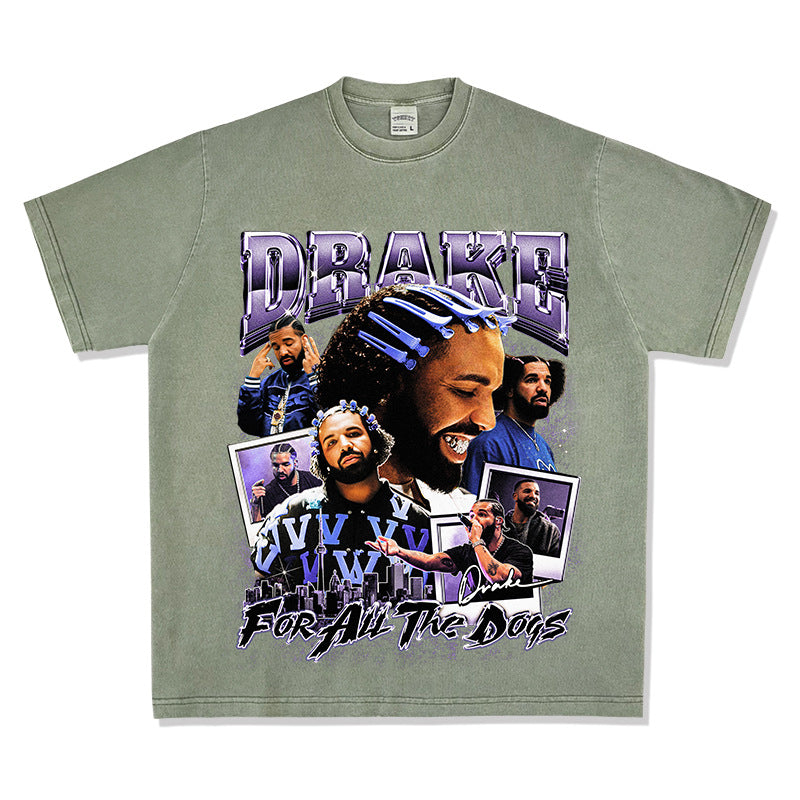 Cool t rapper vintage drake DRAKE print short sleeve t-shirt Vintage