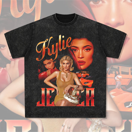 Cool t rapper vintage Kylie print long sleeve short sleeve t-shirt crew neck