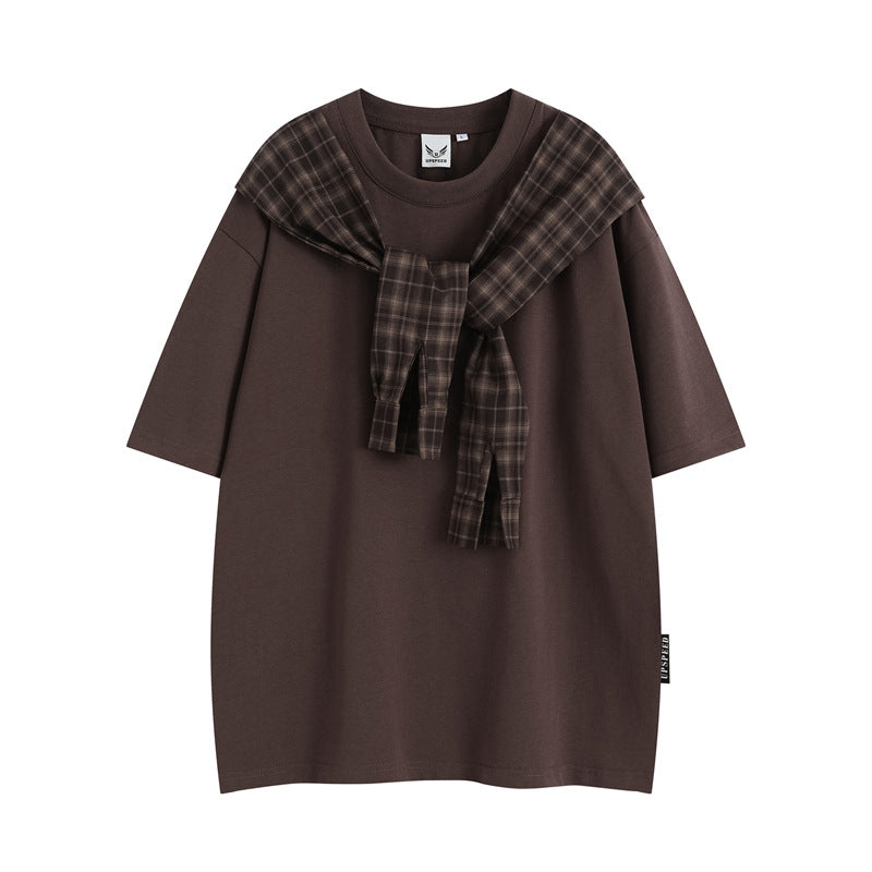 Stone Wash T shirt Retro Short Sleeve Casual Loose Top