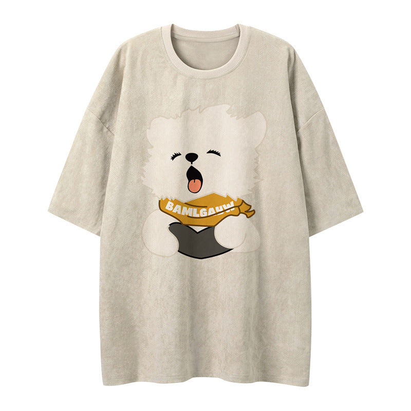 US drip outfits Summer Vintage Puppy Casual Loose Short Sleeve T-Shirts