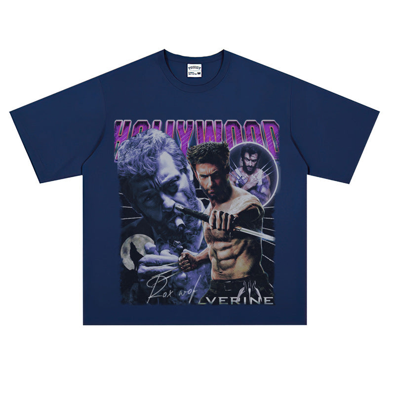 Film Star T Shirt Movie the Wolverine Cotton Short Sleeve Loose Retro T-shirt Men