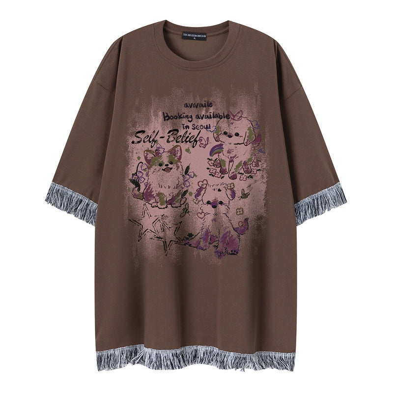 Camisetas streetwear Summer Vintage Puppy Casual Loose Short Sleeve T-Shirt