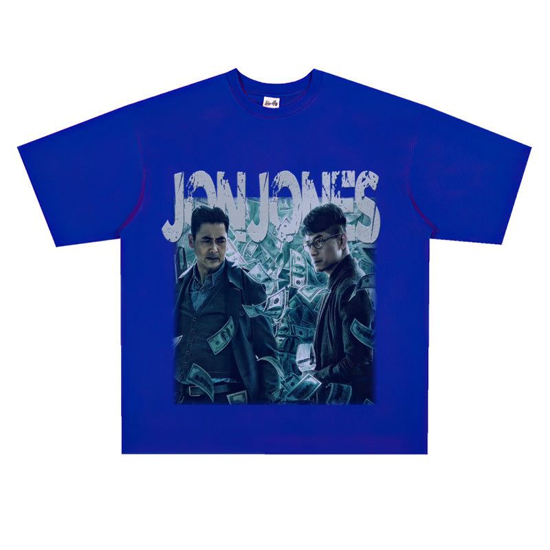 Film Star T Shirt Cotton Short Sleeve Loose Retro American Design T-shirt Men