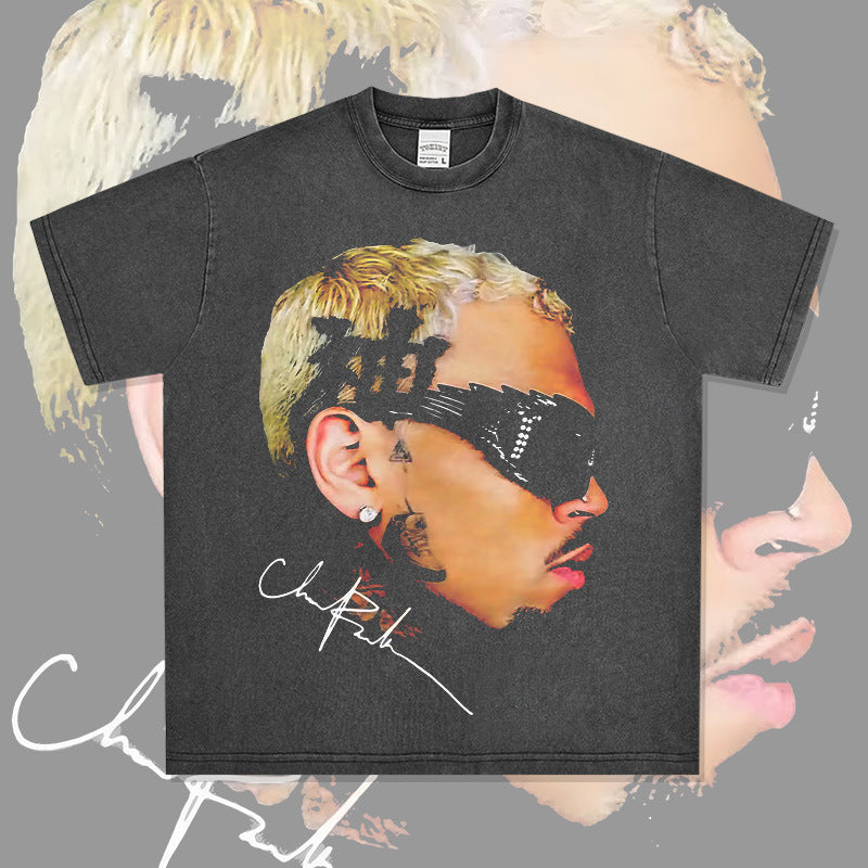 New york hip hop shop vintage hip hop Chris Brown print short sleeve t-shirt