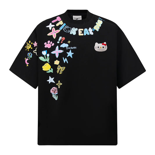 Hip hop shirt round neck short sleeve summer graffiti print short sleeve t-shirt