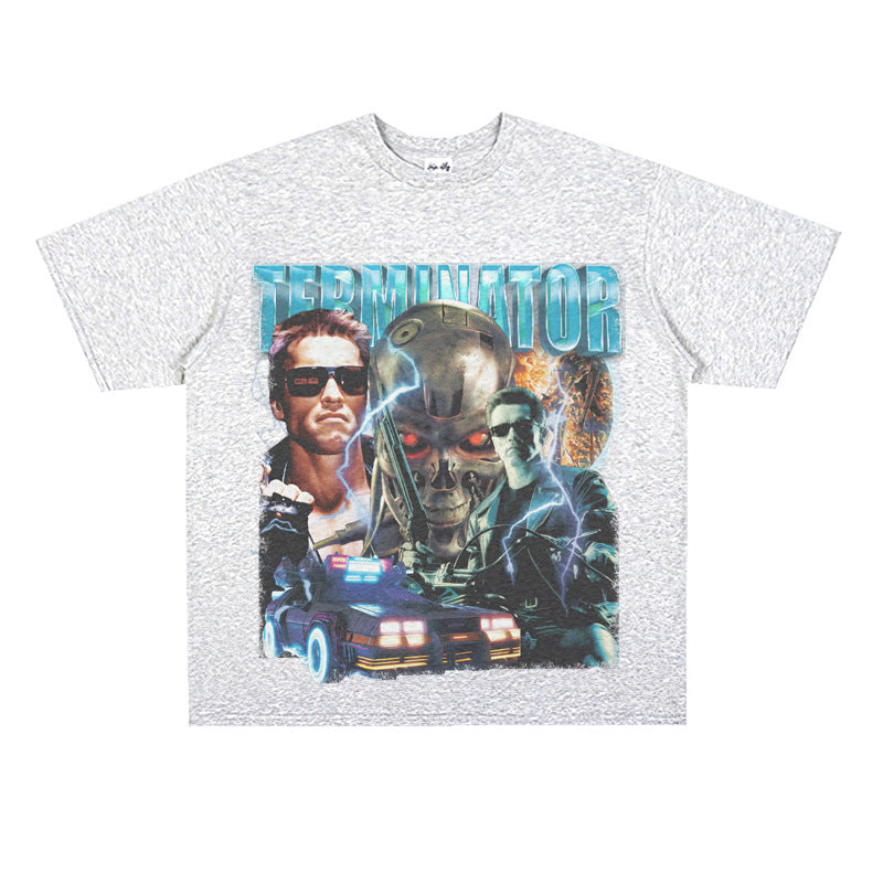Film Star T Shirt Movie Terminator Poster Print Personalized Cotton Short Sleeve Loose round Neck T-shirt