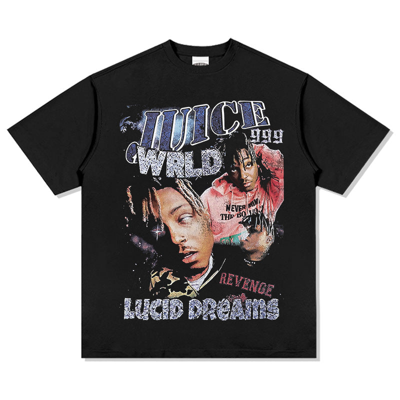 New york hip hop shop Juice wrld t-shirt rap character print heavy