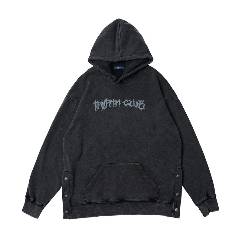 Streetwear Hoodie Vintage Washed Old Printed Hooded Sweater Hip Hop Jacket