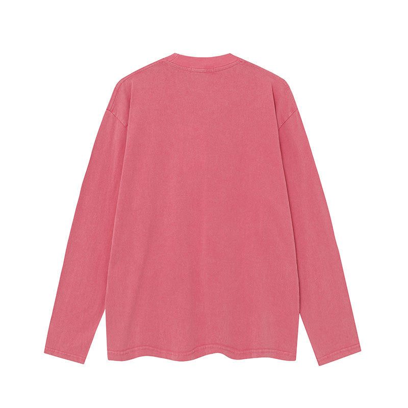Marcas De Streetwear Vintage Washed Old Masked Girl Print Long Sleeve T-Shirt Top