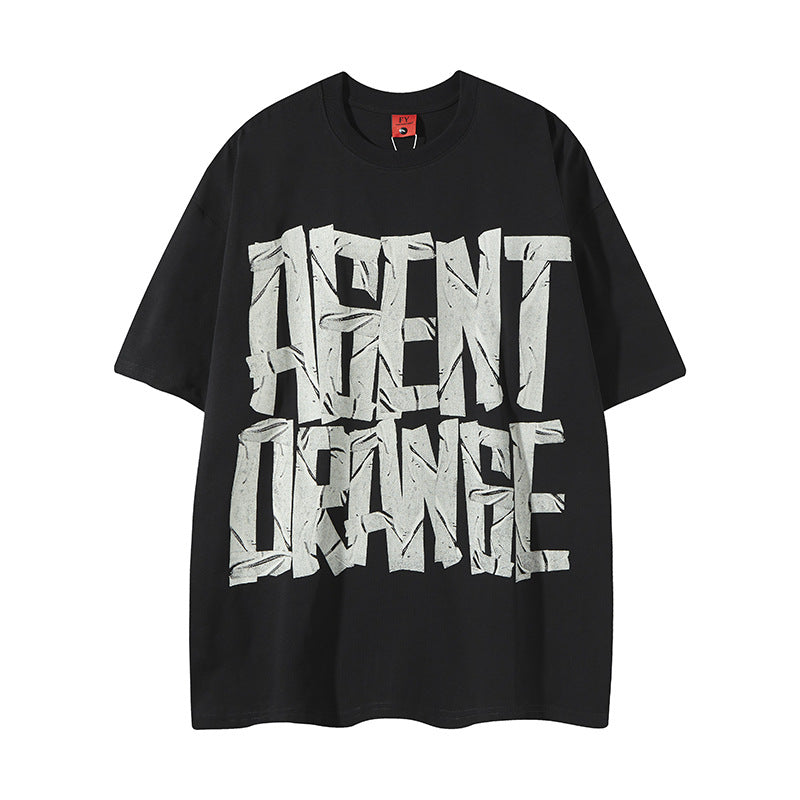 New York Hip Hop Style Alphabet Print Short Sleeve T-Shirt Loose