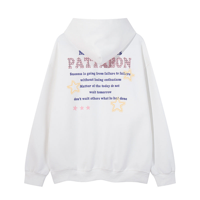 Streetwear Hoodie Letter Print Necklace Strip Sweater Loose