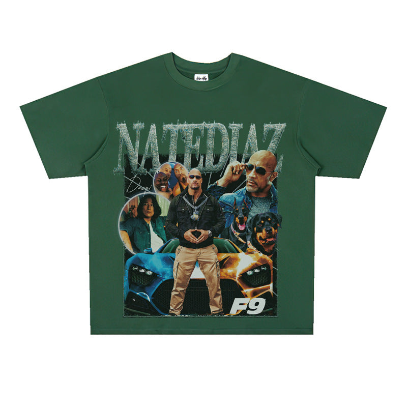 Film Star T Shirt Speed and Passion Pure Cotton Short Sleeve Loose T-shirt Men