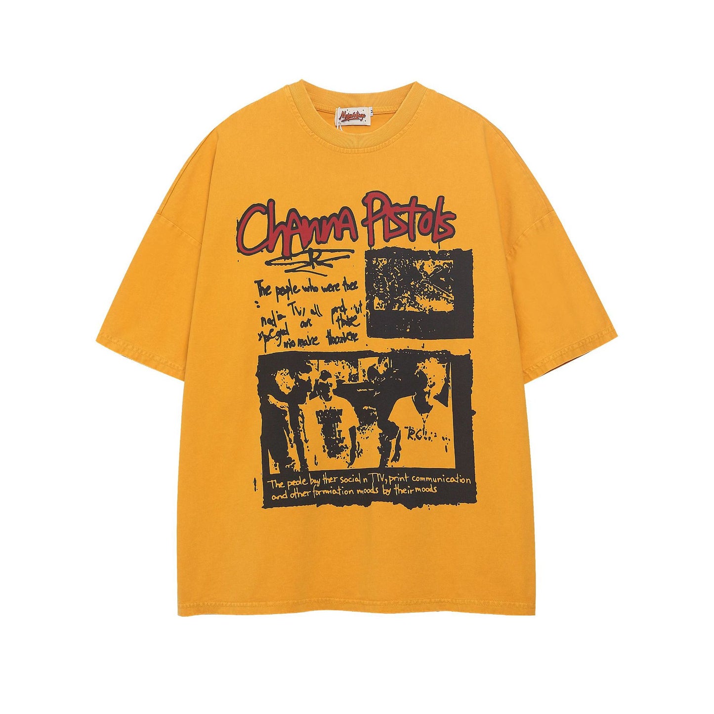 Hip Hop Clothing Summer Short Sleeve Vintage Hip Hop Wash T-Shirt