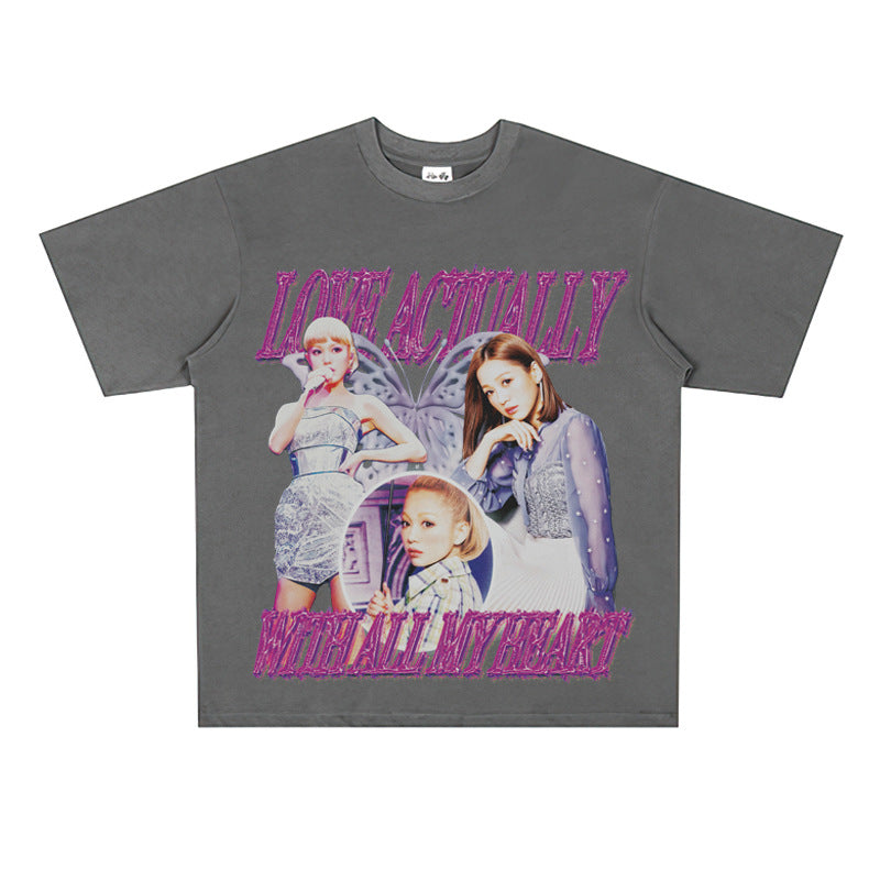 Film Star T Shirt Loose Retro Street T-shirt Men and Women Same Style