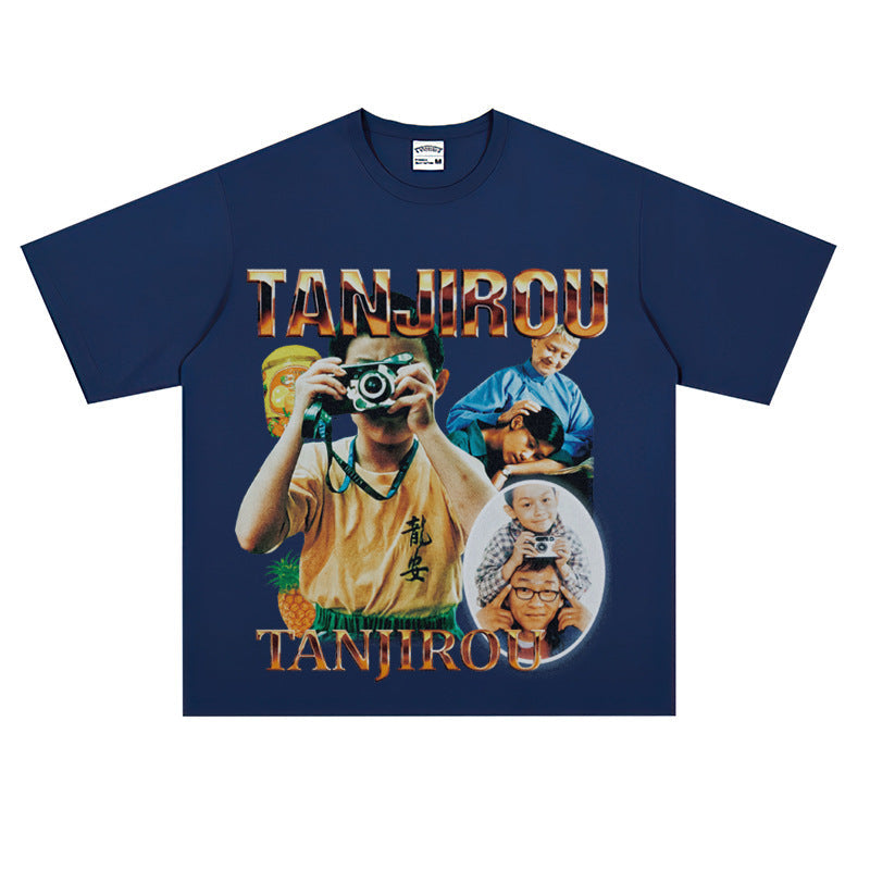 Film Star T Shirt American Retro Street Cotton T-shirt Men and Women