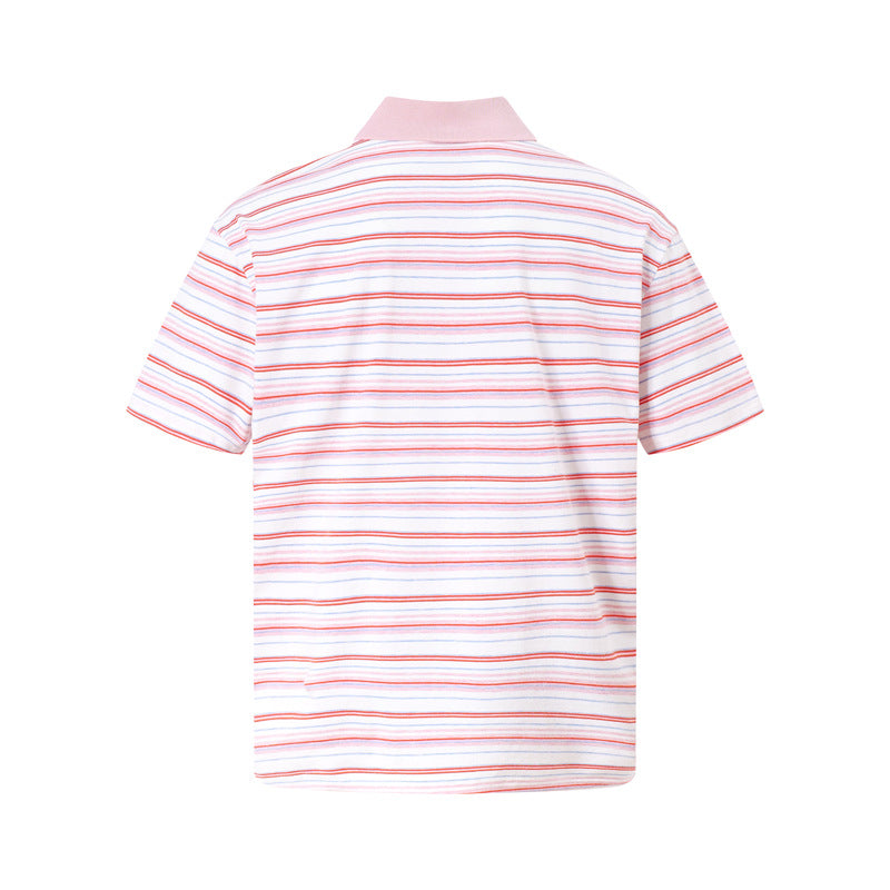 Stone Wash T shirt Summer Short Sleeve T-Shirt Lapel Polo Shirt Top
