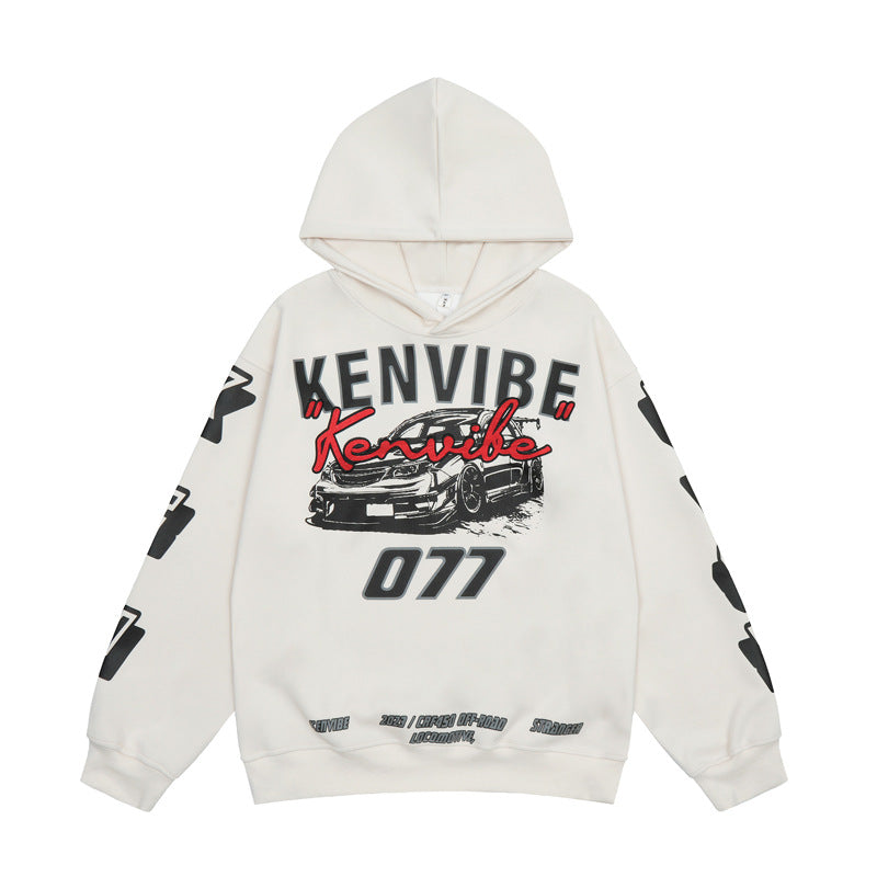 Streetwear Hoodie Racing Print Hooded Sweater Loose Hoodie Jacket