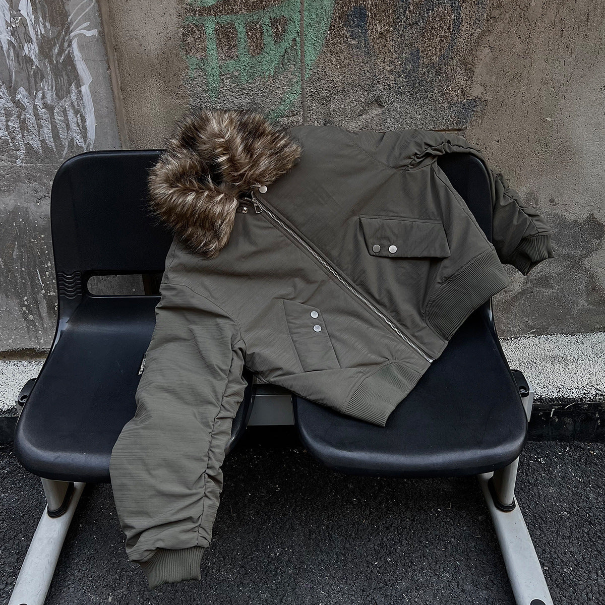 Unisex down jacket men's winter detachable fur collar