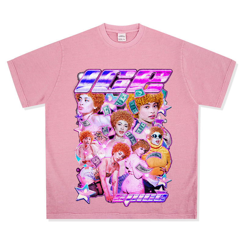 Cool t rapper vintage hip hop Ice Spice Ice Spice Print Short Sleeve T-Shirt