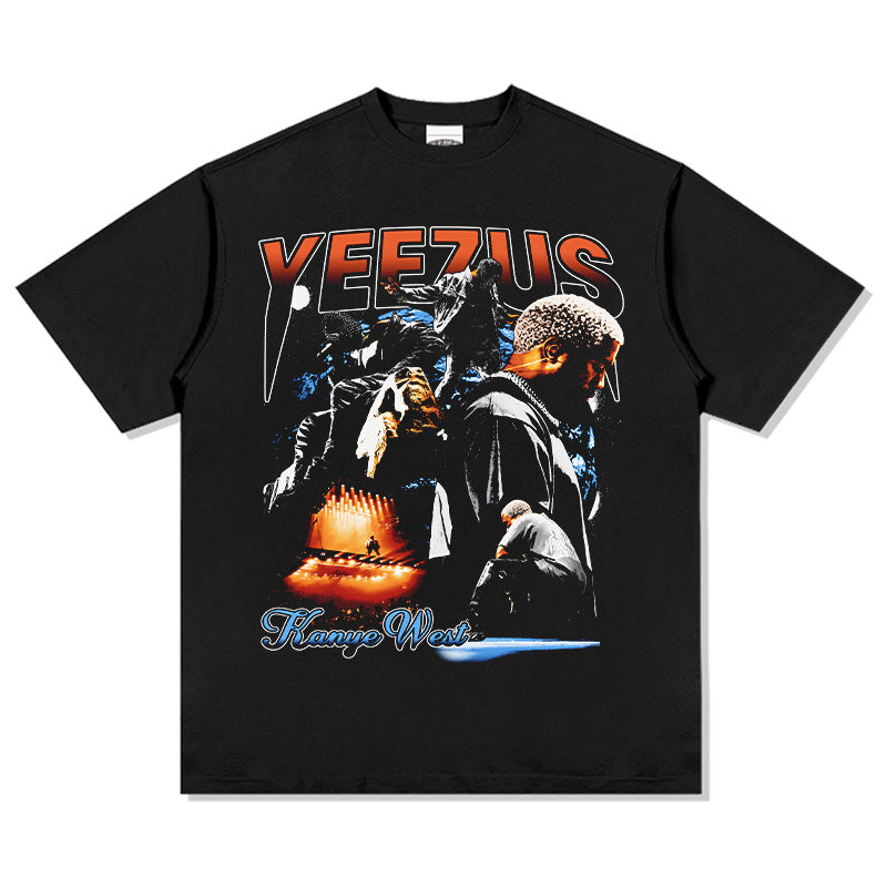 Streetwear masculino vintage hip hop kanye kanye print short sleeve t-shirt