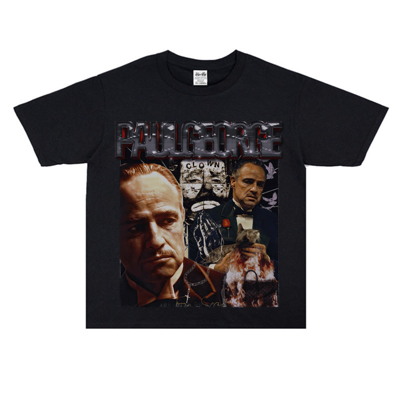 Film Star T Shirt Cotton Short Sleeve Loose round Neck Retro Design T-shirt for Men