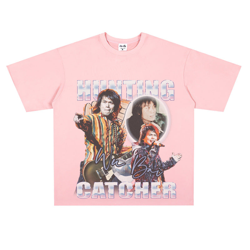 Film Star T Shirt Loose Heavy Retro Street Cotton American T-shirt Men and Women