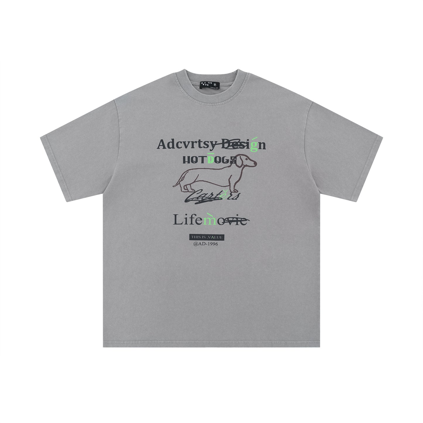 USA Vintage T-Shirt Vintage Wash Puppy Letter Print Male Female Loose Summer