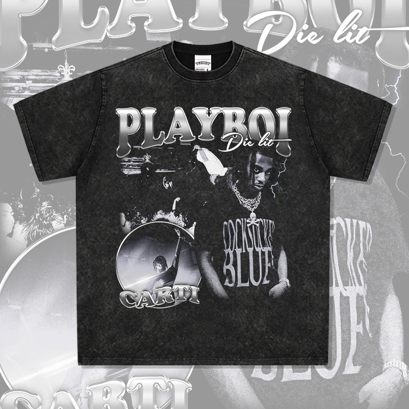 New york hip hop shop Playboi carti print short sleeve t-shirt hiphop hip hop, crew neck