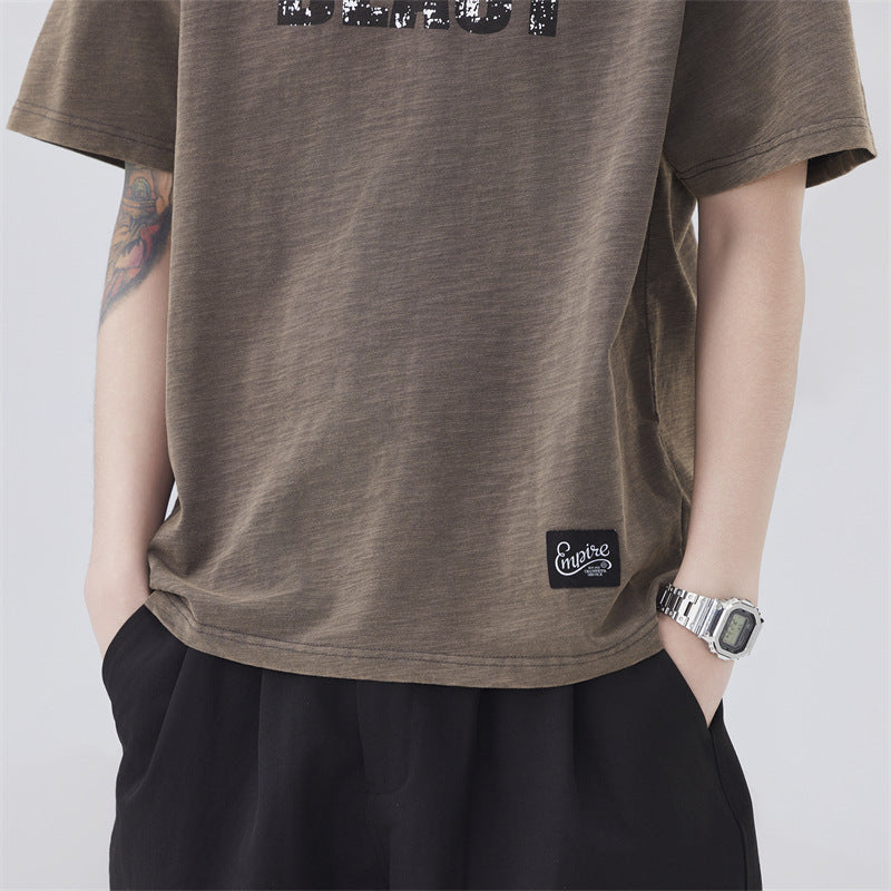 Men T-shirts Summer Short Sleeve Printed Loose Top