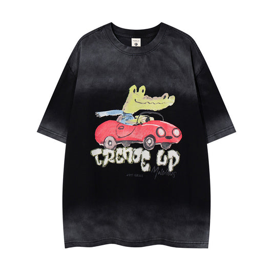 US drip outfits summer vintage kart casual loose short sleeve T-Shirts