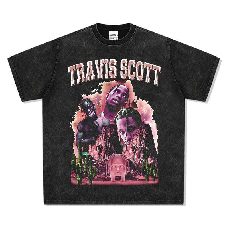Cool t rapper travis scott print short sleeve t-shirt