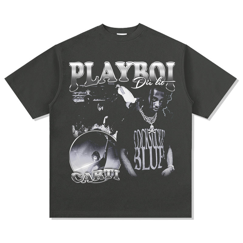 New york hip hop shop Playboi carti print short sleeve t-shirt hiphop hip hop, crew neck