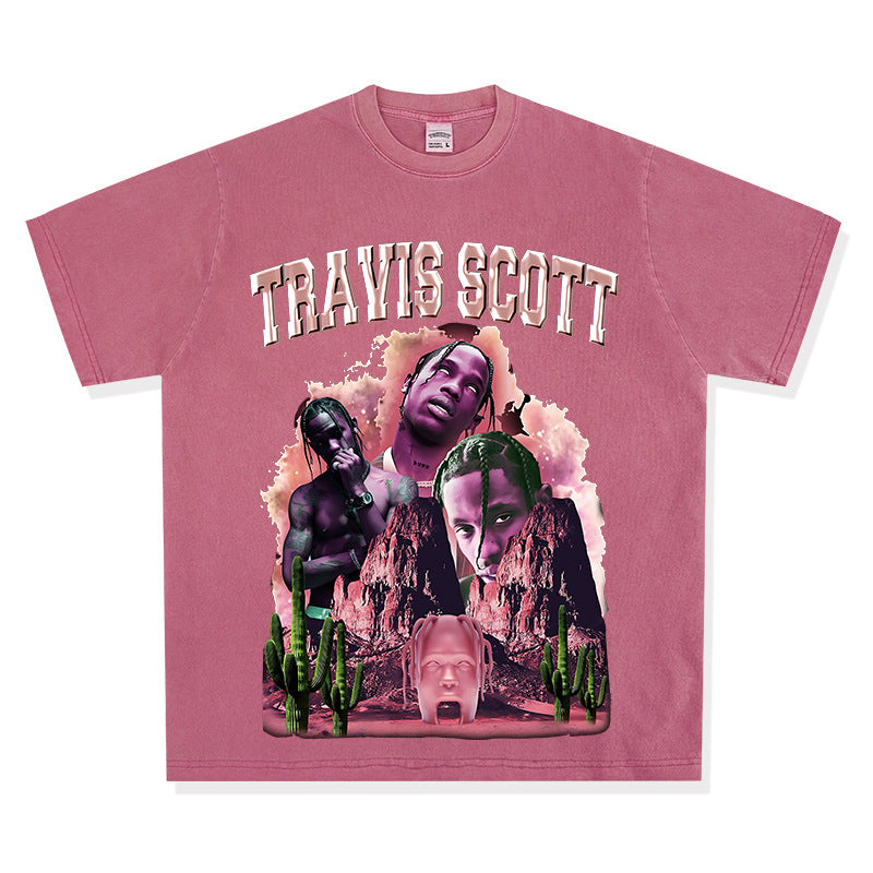 Cool t rapper travis scott print short sleeve t-shirt