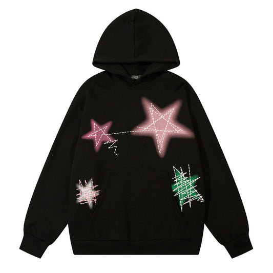 Streetwear Hoodie Hip Hop Graffiti Pentagram Hooded Sweater Vintage Hoodie