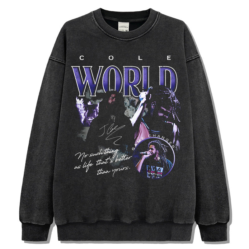 Marcas streetwear usa vintage J Cole print crew neck sweater