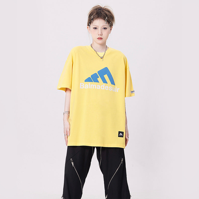 Vintage T Shirts Hip Hop Letter Print Short Sleeve T-Shirt Summer Loose
