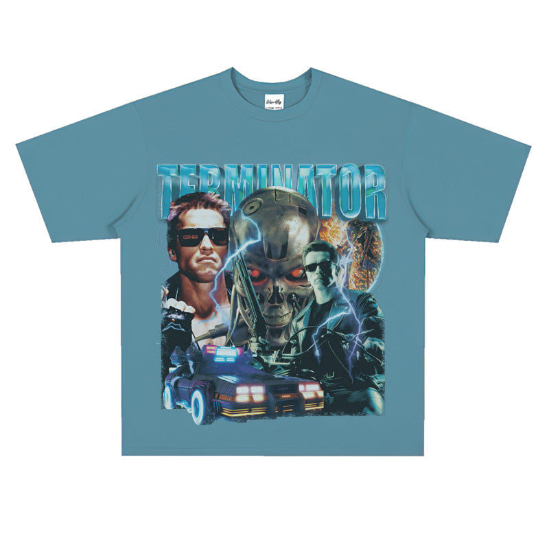 Film Star T Shirt Movie Terminator Poster Print Personalized Cotton Short Sleeve Loose round Neck T-shirt