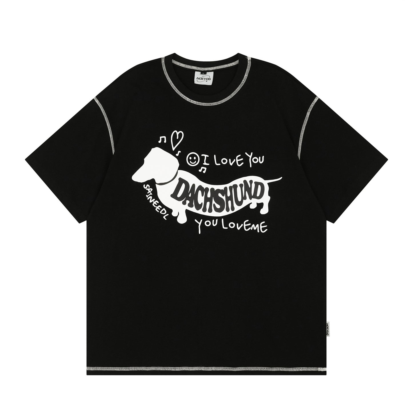 Distorted vintage puppy letter print short sleeve t-shirt summer oversize casual top