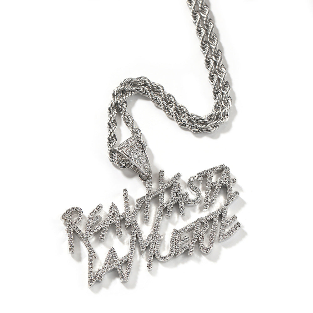 Jewelry Diamond Double Letter Pendant Necklace Jewelry Word Up rapper Spectrum