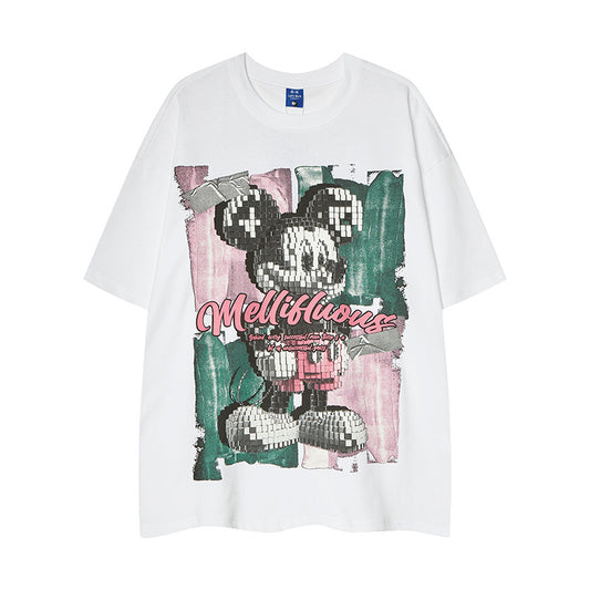 Nostalgia T Shirts Vintage Fun Cartoon Print Short Sleeve T-Shirt oversize