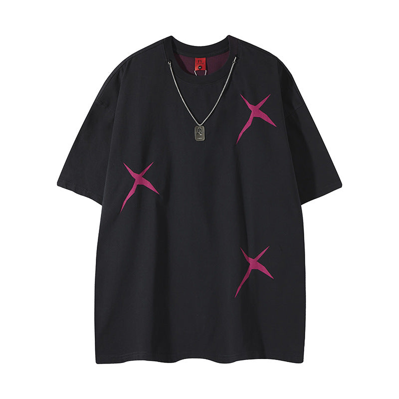 New York Hip Hop Style Short Sleeve T-Shirt Crew Neck Top