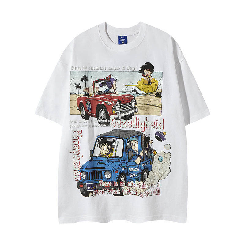 Nyc T Shirt Vintage Dragon Ball Printed Short Sleeve T-Shirt Summer Loose Casual Top
