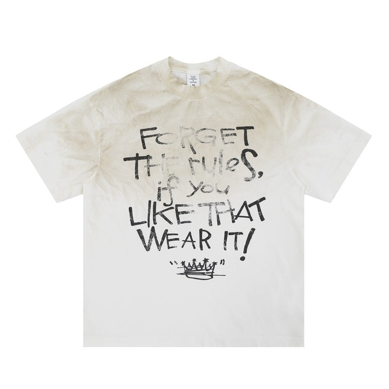 Vintage 90s Hip Hop Clothing Summer Old Loose Vintage Cleanfit Short Sleeve T-Shirt