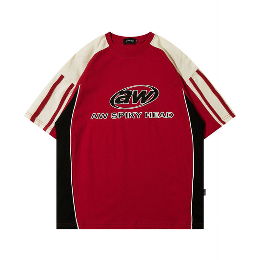 Racing oversized t shirt retro locomotive style racing suit short sleeve t-shirt